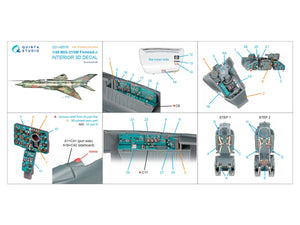 Quinta Studio QD+48576 MiG-21SM Fishbed-J 3D-Printed &amp;amp; colored Interior on decal paper (Eduard) (with 3D-printed resin parts) 1/48 – image 2