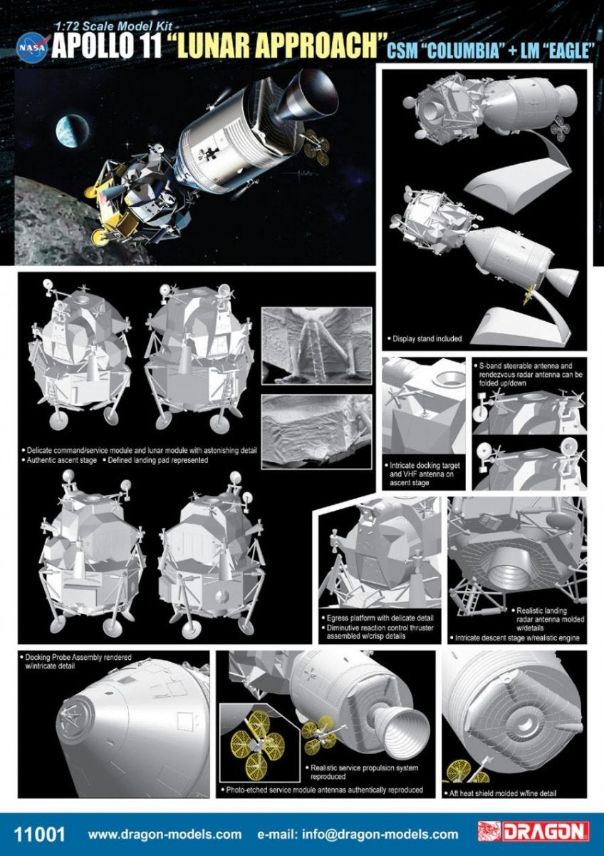 Dragon 11001 Apollo 11 &amp;quot;Lunar Approach&amp;quot; CSM &amp;quot;Columbia&amp;quot; + LM &amp;quot;Eagle&amp;quot; 1/72 – zdjęcie 2