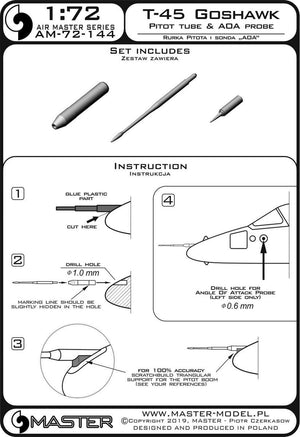 Master AM-72-144 T-45 Goshawk - Pitot Tube &amp;amp; Angle Of Attack probe 1/72 – zdjęcie 4