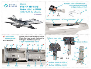 Quinta Studio QD48050 F/A-18F early 3D-Printed &amp;amp; coloured Interior on decal paper (Hasegawa) 1/48 – zdjęcie 2