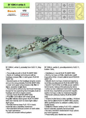 Omask 37013 Bf 109K-4 white 5 (masks for crosses, numbers and spiral) 1/72 – zdjęcie 2