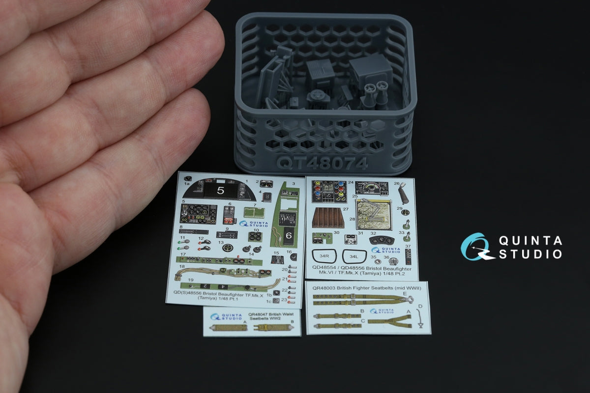 Quinta Studio QD+48556 Bristol Beaufighter TF.Mk.X 3D-Printed &amp;amp; coloured Interior on decal paper (Tamiya) (with 3D-printed resin parts) 1/48 – zdjęcie 3