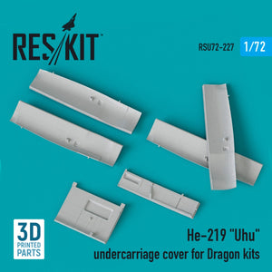 RESKIT RSU72-0227 HE-219 « UHU » COUVERCLES DE TRAIN D&amp;#39;ATTERRISSAGE POUR MAQUETTE DRAGON (IMPRIMÉS EN 3D) 1/72