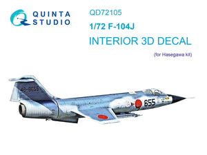 Quinta Studio QD72105 F-104J 3D-Printed &amp;amp; coloured Interior on decal paper (Hasegawa) 1/72