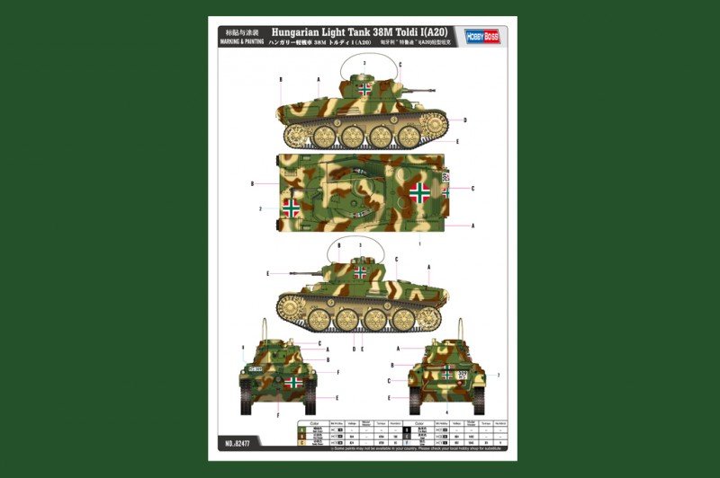 Hobby Boss 82477 Hungarian Light Tank 38M Toldi I(A20) 1/35 – image 4