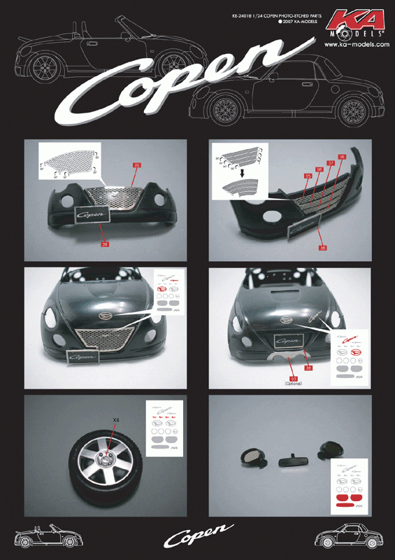 KA Models KE-24010 Daihatsu Copen Detail-up Etched part 1/24 – zdjęcie 3