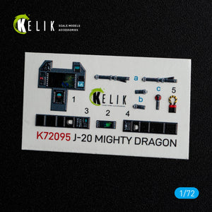 KELIK K72095 J-20 Mighty Dragon - interior 3D decals for Dream Model kit 1/72 – zdjęcie 2