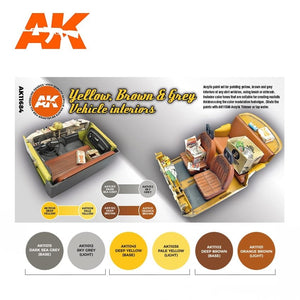 AK Interactive AK11684 3G YELLOW, BROWN &amp;amp; GRAY VEHICLE INTERIORS 6x17 ml – image 2