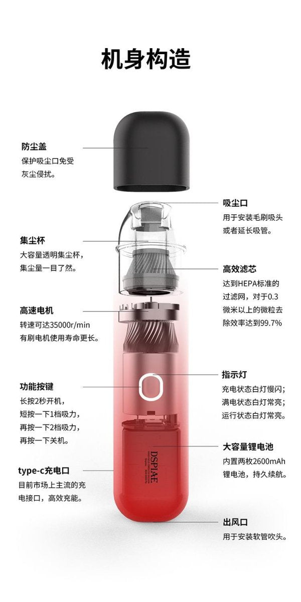DSPIAE HC-V Portable handheld vacuum cleaner – zdjęcie 4