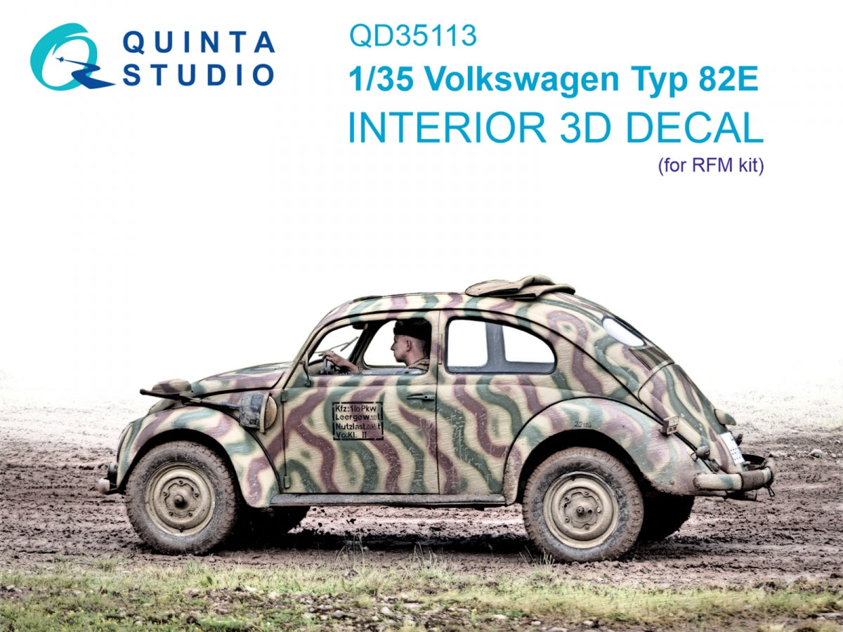 Quinta Studio QD35113 Volkswagen Typ 82E 3D-Printed &amp;amp; colored Interior on decal paper (RFM) 1/35