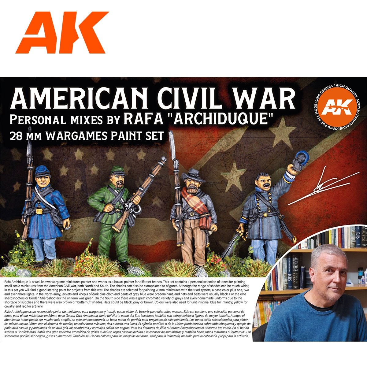 AK Interactive AK11764 SIGNATURE SET – RAFA “ARCHIDUQUE” – SPECIAL 28MM AMERICAN CIVIL WAR PAINT SET 18x17 ml – zdjęcie 4