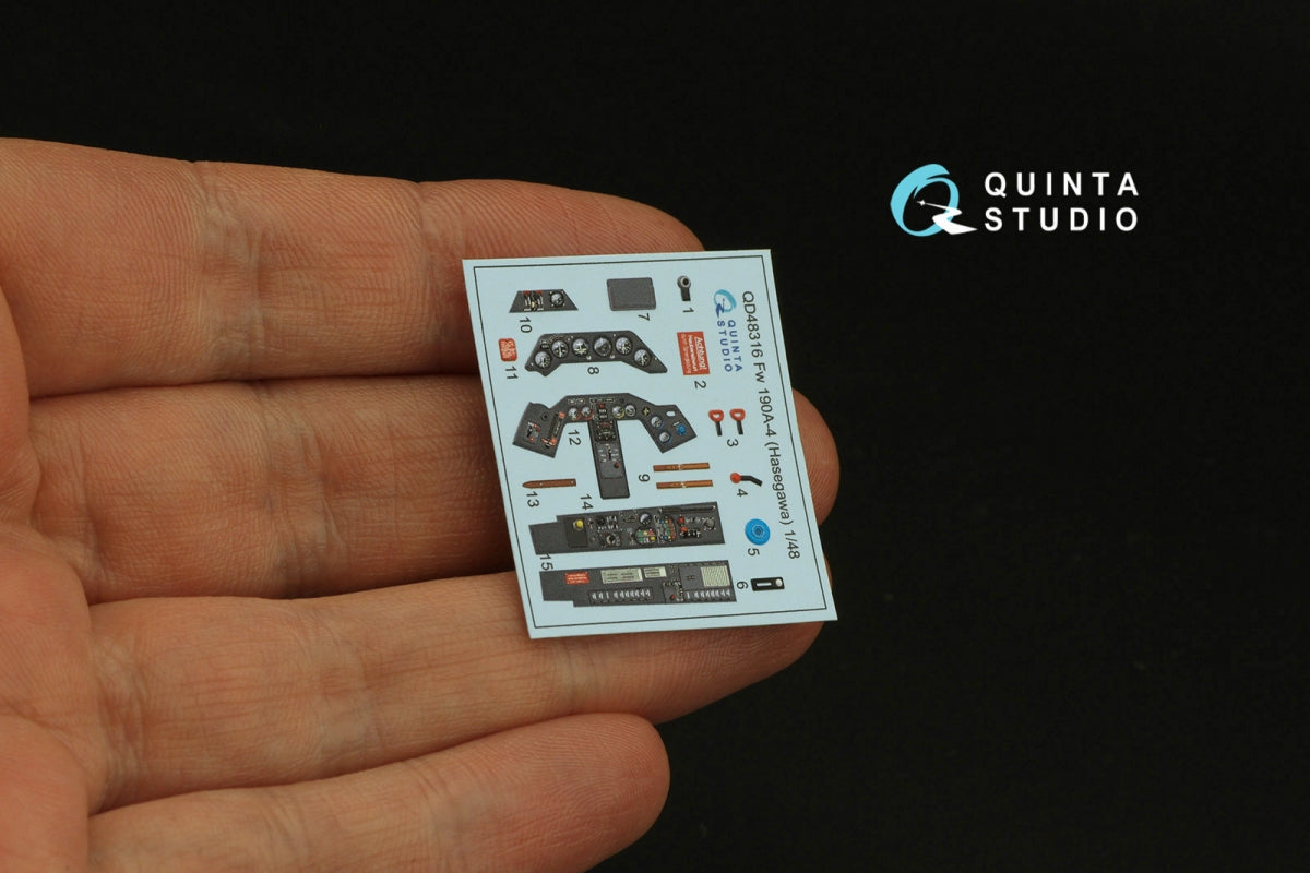 Quinta Studio QD48316 Fw 190A-4 3D-Printed &amp;amp; colored Interior on decal paper (Hasegawa) 1/48 – image 4