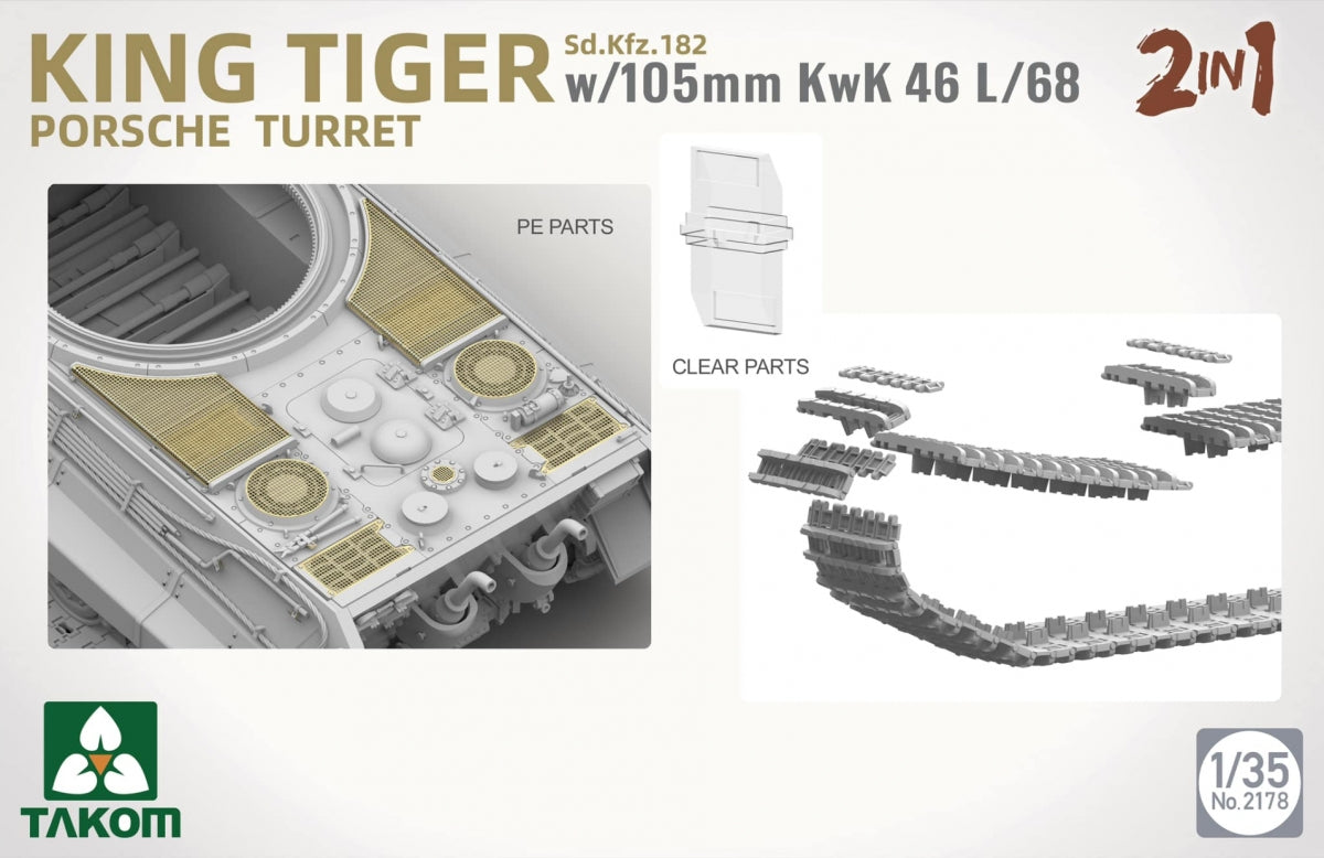 Takom 2178 Sd.Kfz.182 King Tiger Porsche Turret With 105mm KwK 46L/68 - 2 In 1 1/35 – image 2