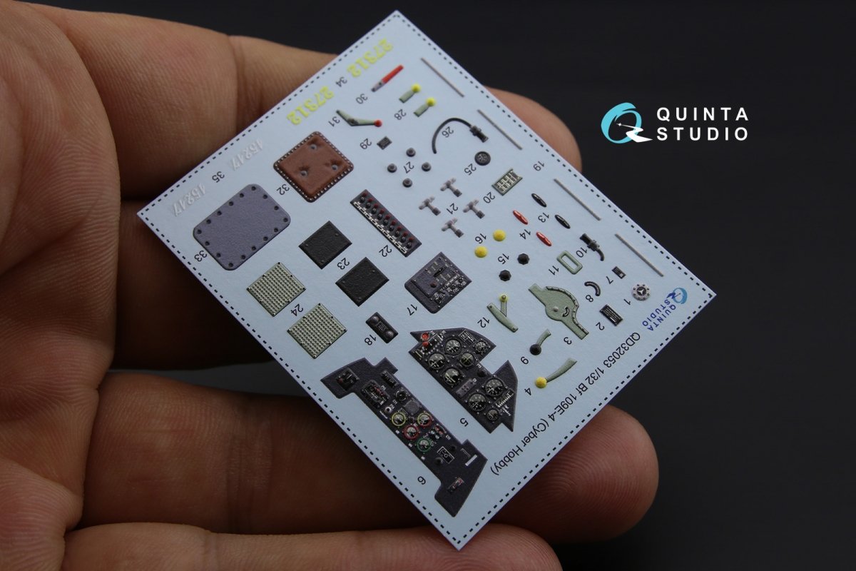 Quinta Studio QD32053 Bf 109E-4 3D-Printed &amp;amp; colored Interior on decal paper (for Cyber-hobby/Dragon kit) 1/32 – image 4