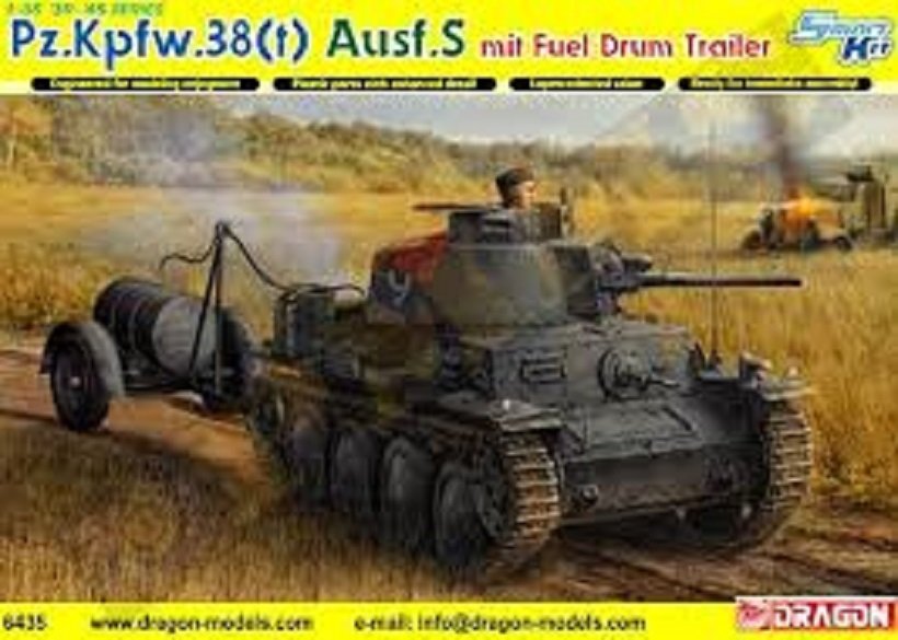 Dragon 6435 Pz.Kpfw.38(t) Ausf.S with Fuel Drum Trailer (1/35)