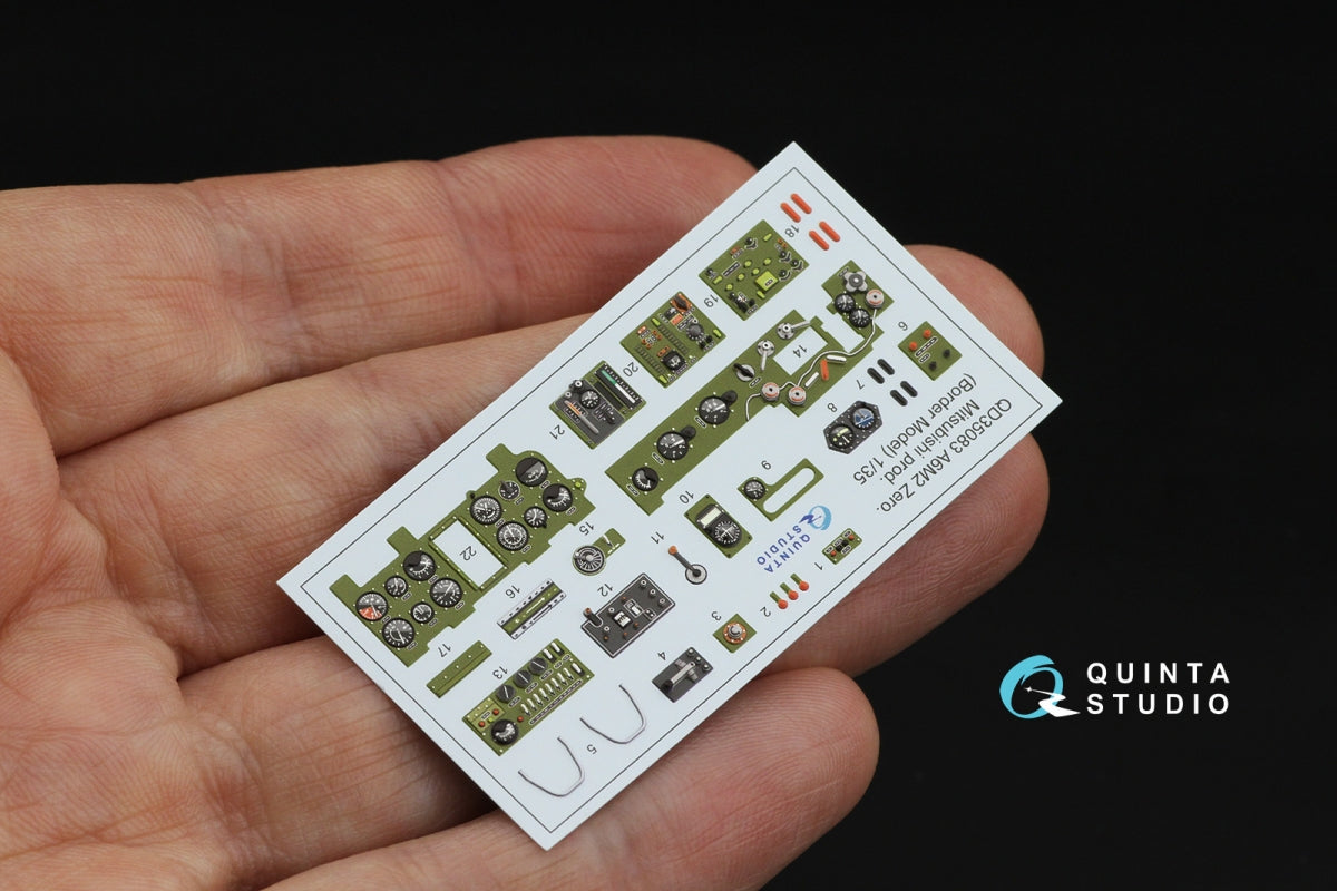 Quinta Studio QD35083 A6M2 Zero (Mitsubishi Prod.) 3D-Printed &amp;amp; colored Interior on decal paper (Border Model) 1/35 – image 3