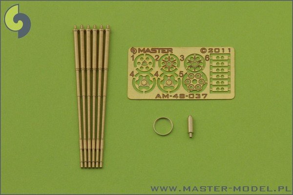 Master AM-48-037 M61 A1 Vulcan - Six-barrelled rotary 20mm cannon - turned barrels with etched barrel clamps 1/48