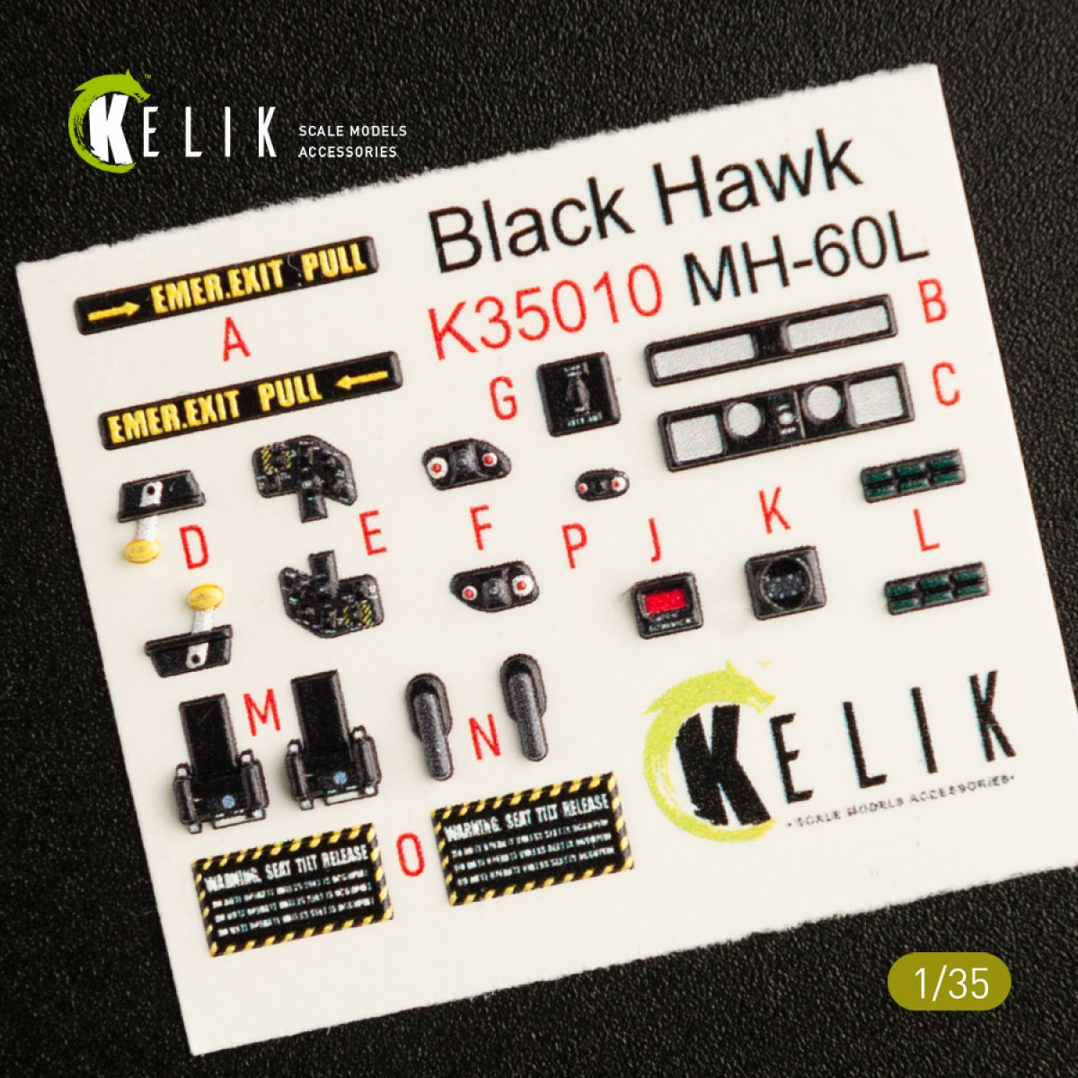 KELIK K35010 MH-60L BLACK HAWK INTERIOR 3D DECALS FOR KITTY HAWK KIT 1/35