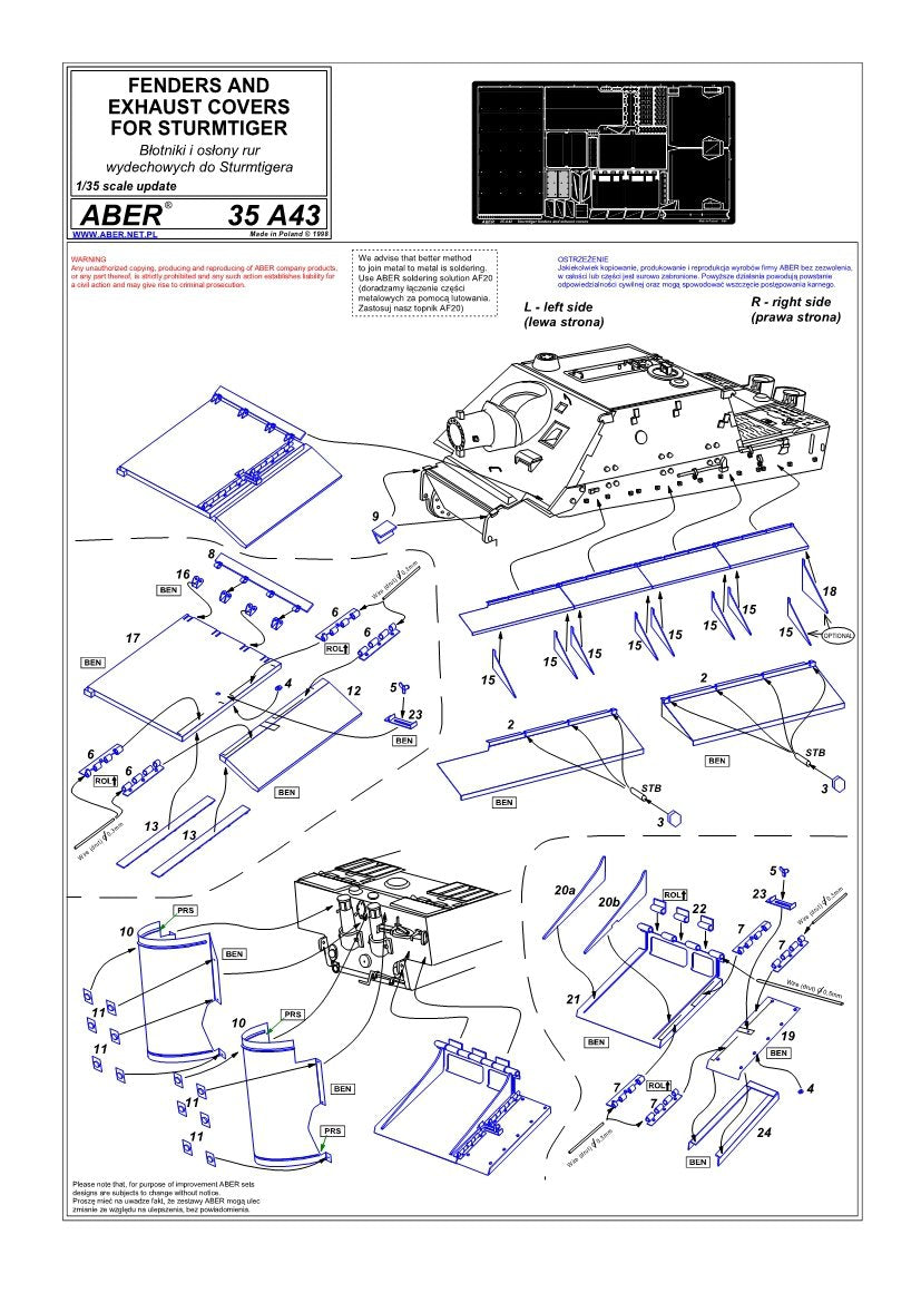 Aber 35A043 Fenders for Sturmtiger (1/35) – image 4