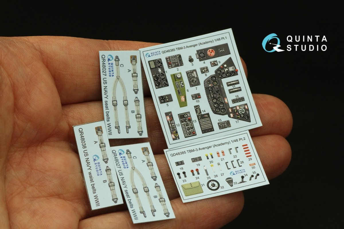 Quinta Studio QD48385 TBM-3 Avenger 3D-Printed &amp;amp; colored Interior on decal paper (Accurate miniatures/Academy) 1/48 – image 6