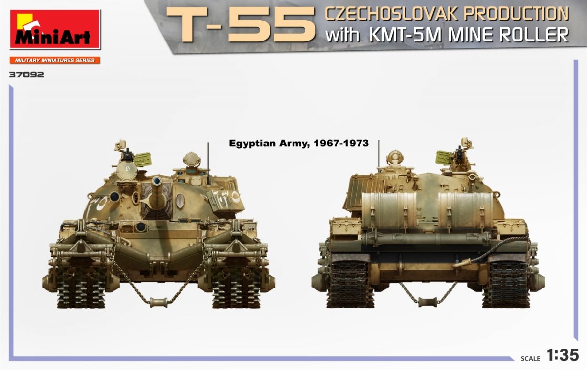 MiniArt 37092 T-55 CZECHOSLOVAK PRODUCTION with KMT-5M MINE ROLLER 1/35 – zdjęcie 6