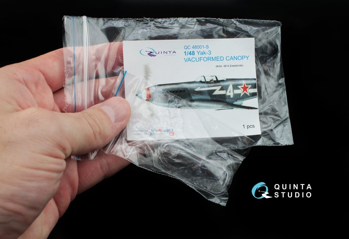 Quinta Studio QC48001-S Yak-3 vacuformed clear canopy 1 pcs (for 4814 Zvezda kit) 1/48 – zdjęcie 2