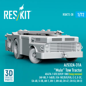 RESKIT RSK72-0028 A/S32A-31A "Mule" Tow Tractor AS47A-1 GTE (GTCP-100) (long version) (AV-8B, F-14B/D, F/A-18C/D/E/F/G, C-2, E-2С, EA-6B, S-3B, AH-1, UH-1, UH-60, CH-47, CH-53, SH-3) (3D Printed model kit) 1/72