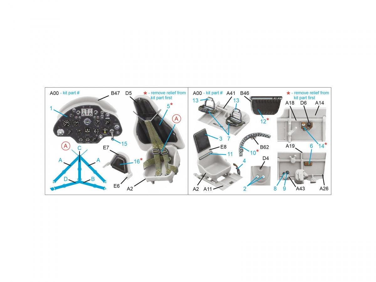 Quinta Studio QD48491 I-16 3D-Printed coloured Interior on decal paper (for Zvezda kit) 1/48 – Bild 2