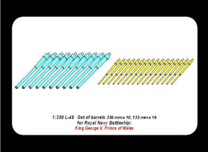 Aber 350L-48 Set of barrels 356mm x 10; 133mm x 16 for King George V, Prince of Wales 1/350 – zdjęcie 6