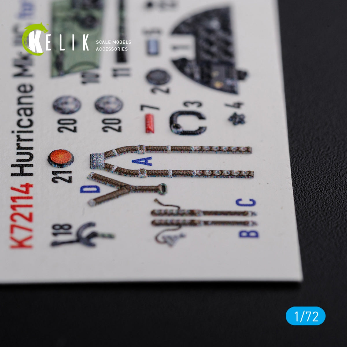 KELIK K72114 Hurricane Mk IIC interior 3D decals for Arma Hobby kit 1/72 – image 4