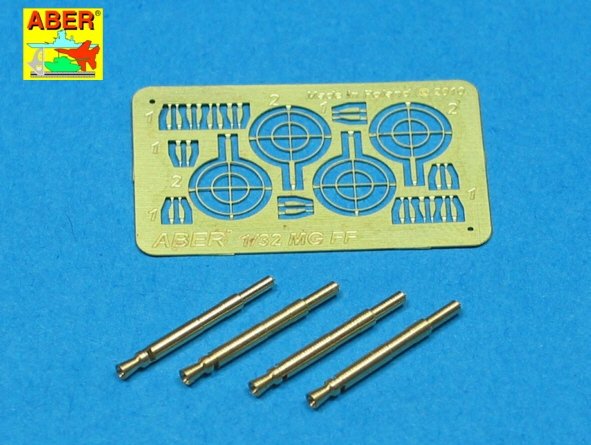 Aber A32008 Set of 4 barrels for German Oerlikon 20mm aircraft machine guns MG FF with sights 1/32