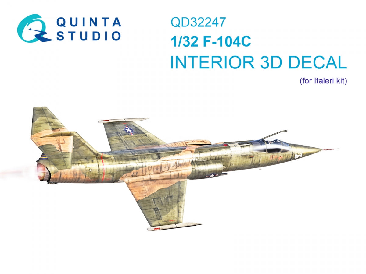 Quinta Studio QD32247 F-104C 3D-Printed &amp;amp; coloured Interior on decal paper (Italeri) 1/32