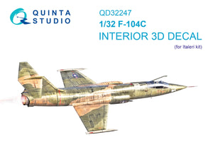 Quinta Studio QD32247 F-104C 3D-Printed &amp;amp; coloured Interior on decal paper (Italeri) 1/32
