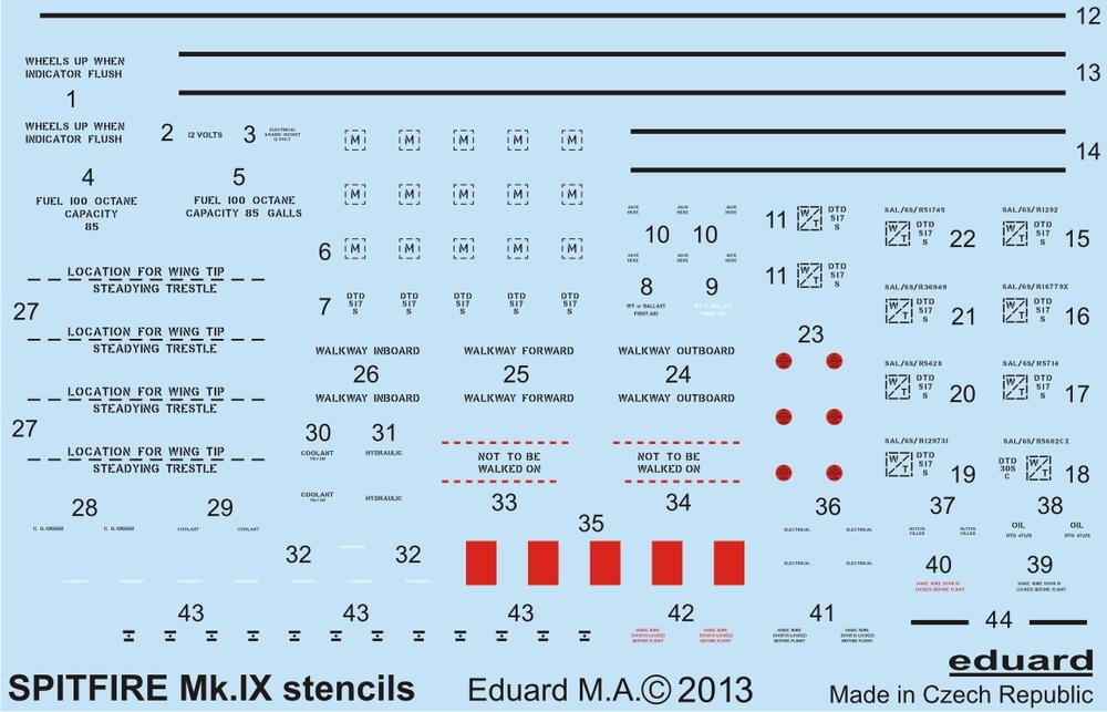Eduard D48015 Spitfire stencils 1/48