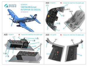 Quinta Studio QD48325 F4U-5N 3D-Printed &amp;amp; coloured Interior on decal paper (Hasegawa) 1/48 – zdjęcie 2