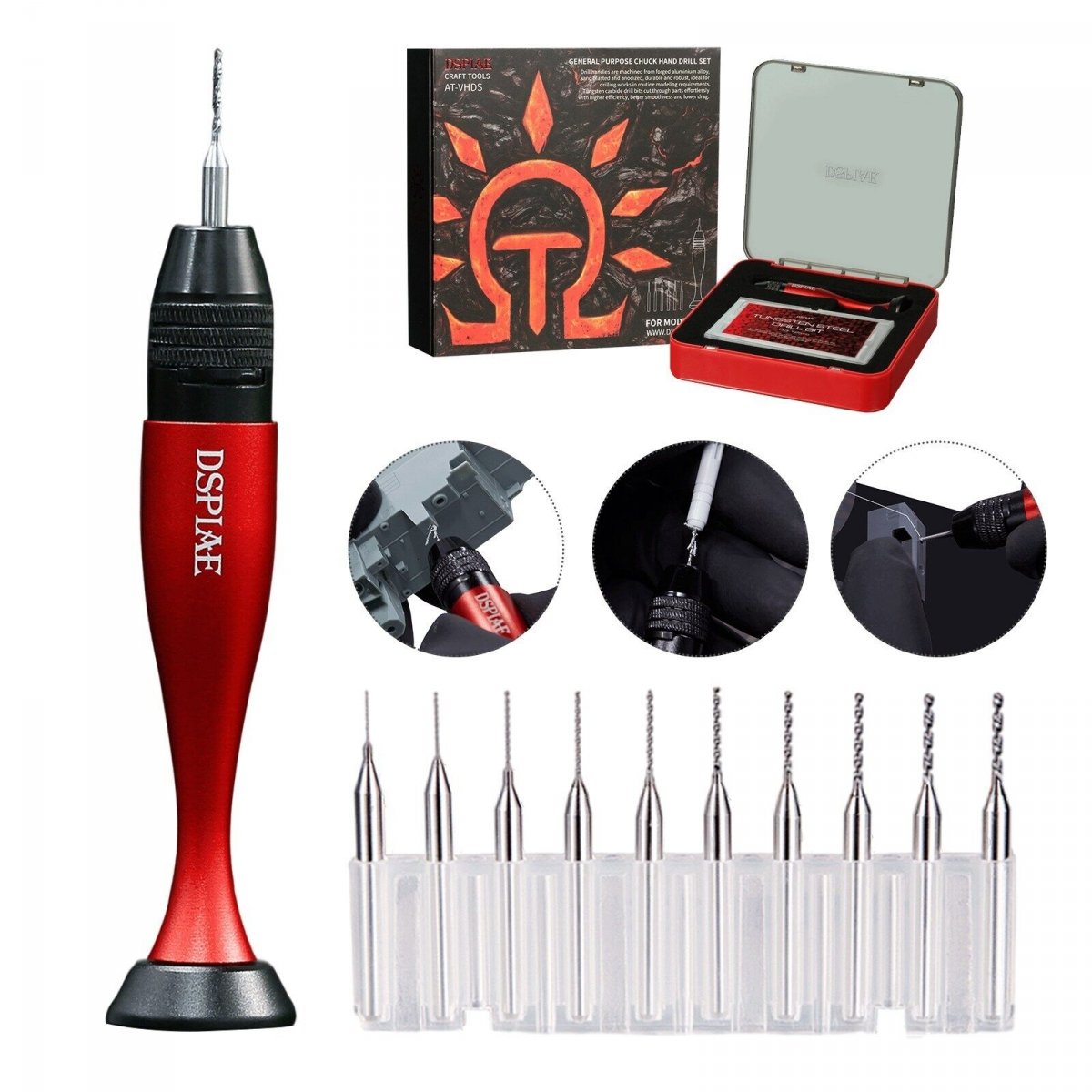 DSPIAE AT-VHDS Aluminum Alloy Hand Drill 0.3-3.2mm / wiertarka z wiertłami