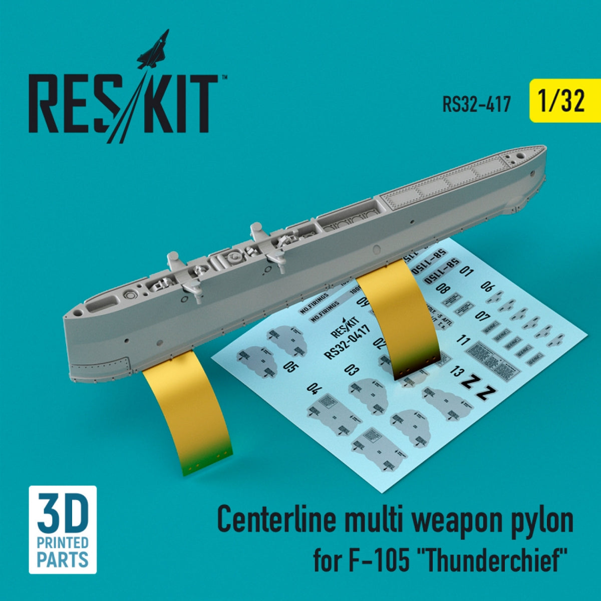 RESKIT RS32-0417 CENTERLINE MULTI WEAPON PYLON FOR F-105 "THUNDERCHIEF" (3D PRINTED) 1/32