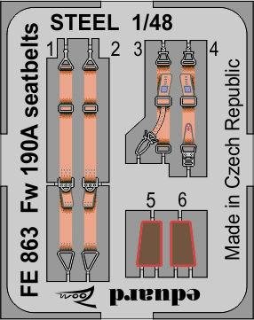 Ceintures de sécurité Eduard FE863 Fw 190A en acier, échelle 1/48