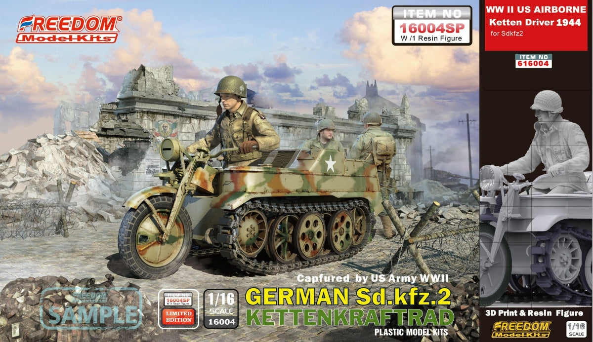 Freedom 16004SP SDKFZ-2 Capfured by US Army / AIR BORNE 1944 WW2 1/16