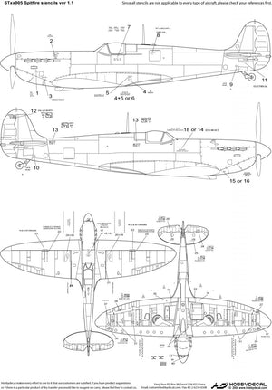 HobbyDecal ST48005V1 Spitfire Stencils ver 1 1/48 – image 2