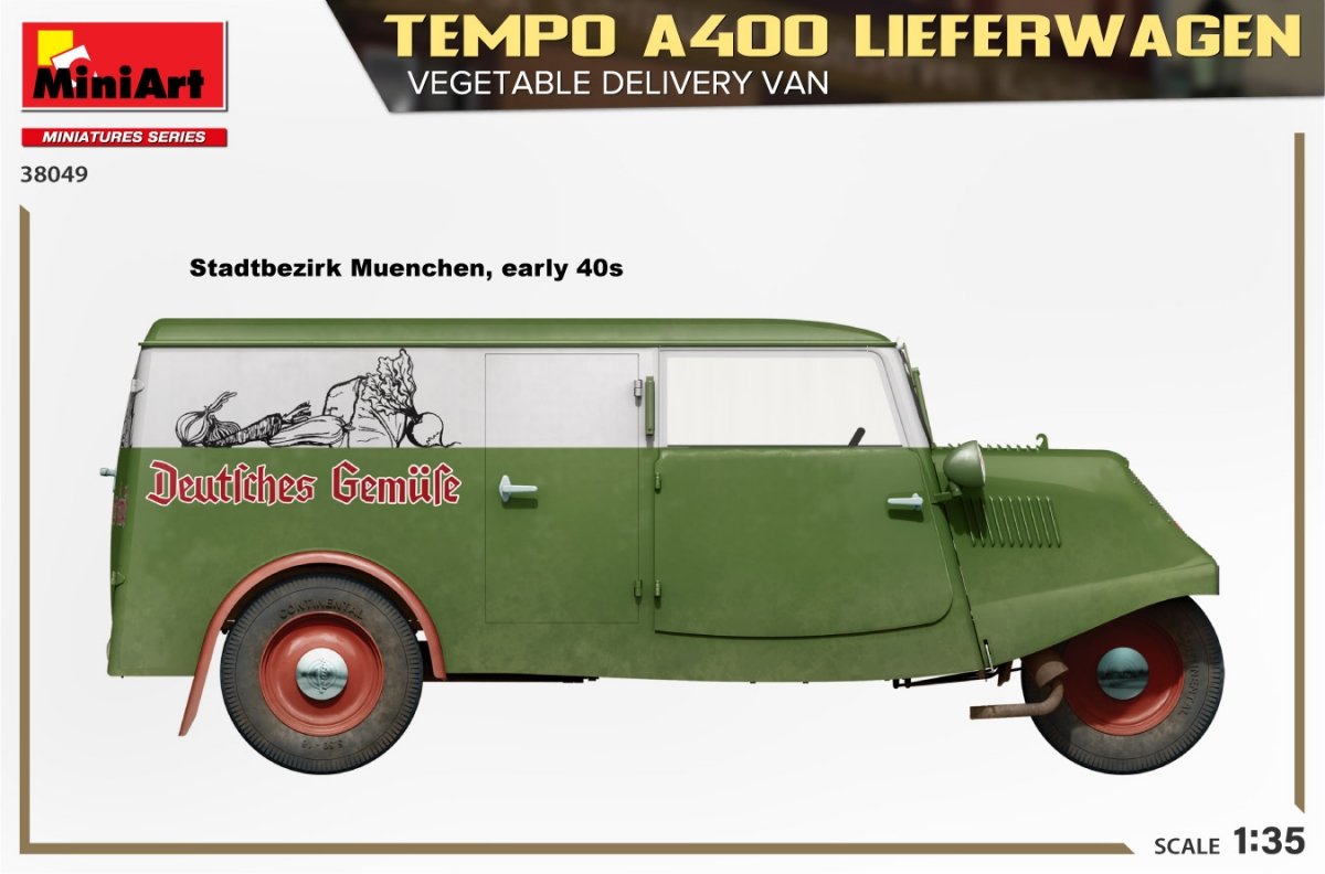 MiniArt 38049 TEMPO A400 LIEFERWAGEN. VEGETABLE DELIVERY VAN 1/35 – zdjęcie 4