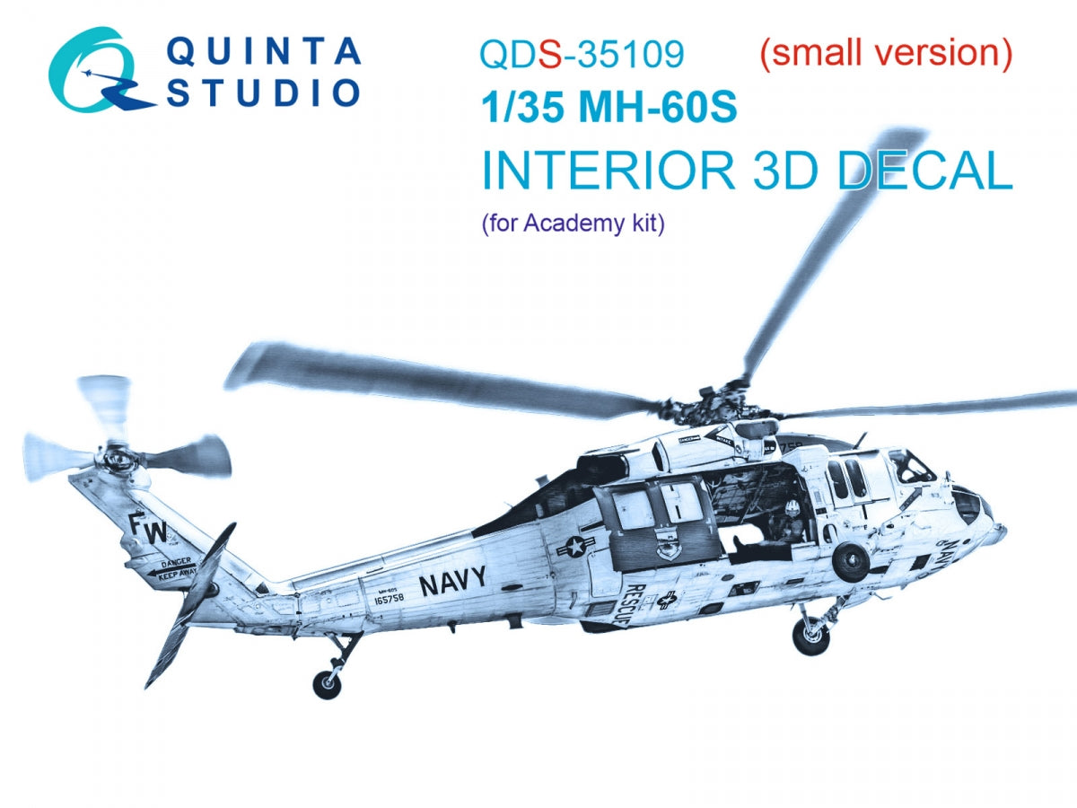 Quinta Studio QDS-35109 MH-60S 3D-Printed & coloured Interior on decal paper (Academy) (small version) 1/35