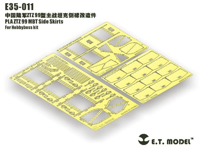 E.T. Model E35-008+E35-011 PLA ZTZ 99B MBT Basic For Hobbyboss 82440 &amp;amp; Side Skirts – zdjęcie 9