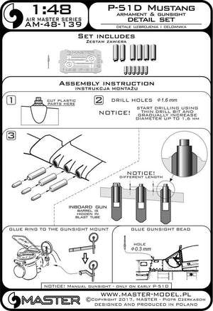 Master AM-48-139 P-51D Mustang Armament &amp;amp; Gunsight detail set 1/48 – zdjęcie 4