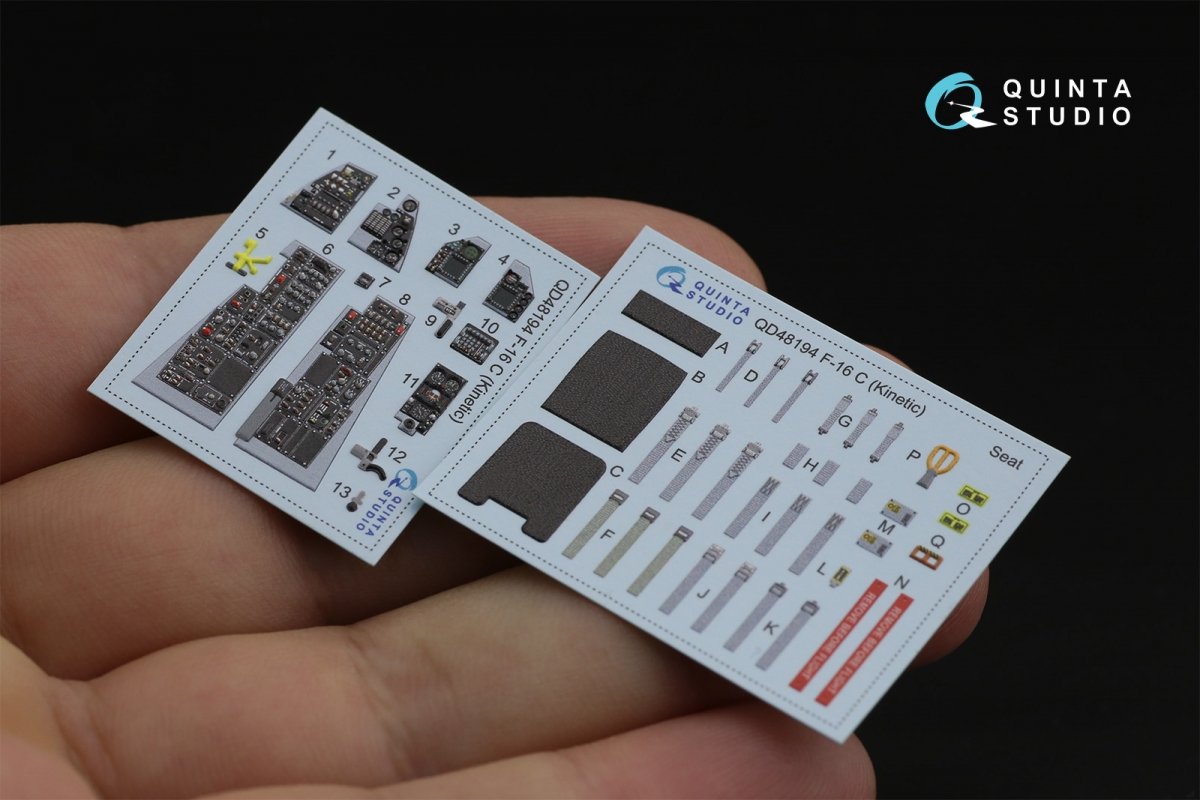 Quinta Studio QD48194 F-16С 3D-Printed &amp;amp; coloured Interior on decal paper (for Kinetic kit) 1/48 – zdjęcie 2