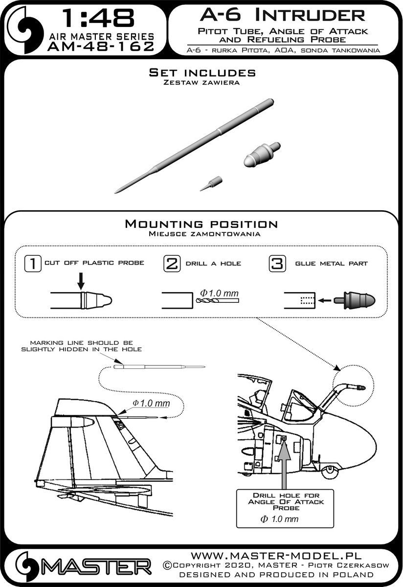 Master AM-48-162 A-6 Intruder - Pitot tube, Angle of Attack and refueling probe 1/48 – image 3