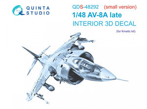 Quinta Studio QDS-48292 AV-8A Late 3D-Printed &amp;amp; colored Interior on decal paper (Kinetic) (Small version) 1/48