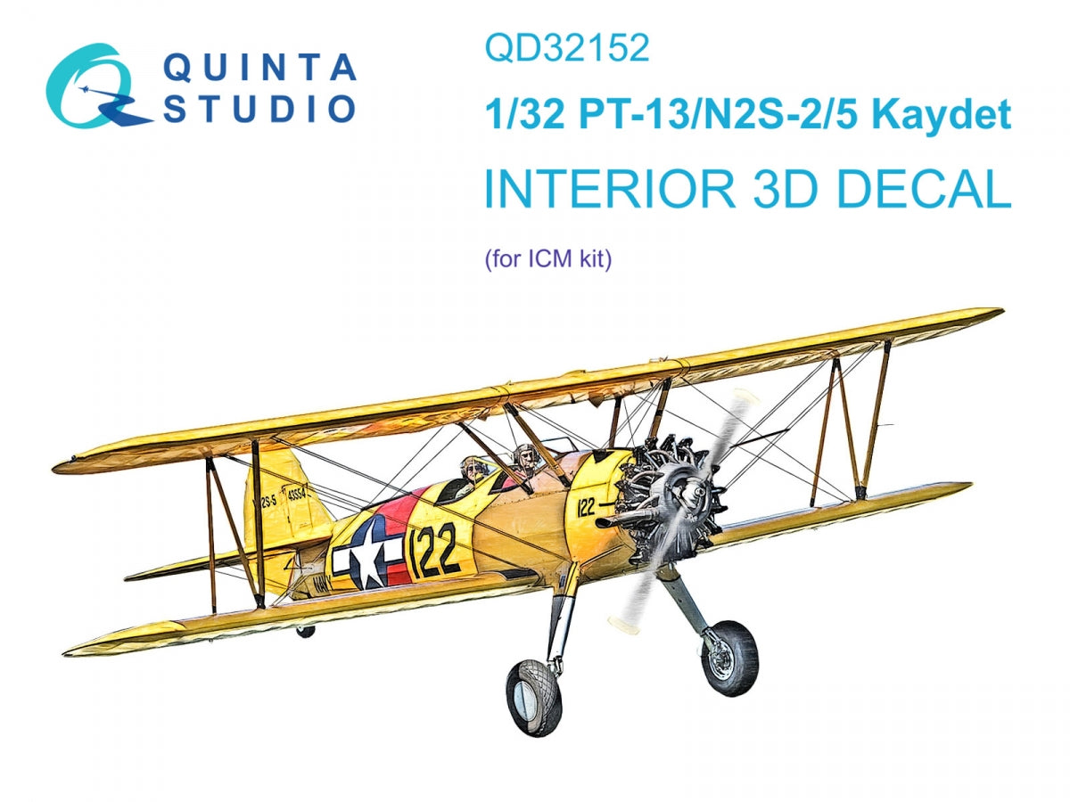 Quinta Studio QD32152 PT-13/N2S-2/5 Kaydet 3D-Printed &amp;amp; colored Interior on decal paper (ICM) 1/32
