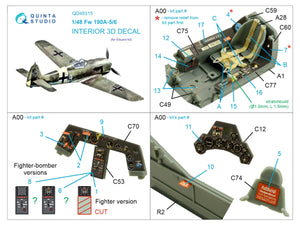 Quinta Studio QD48315 Fw 190A-5/6 3D-Printed &amp;amp; coloured Interior on decal paper (Eduard) 1/48 – zdjęcie 2