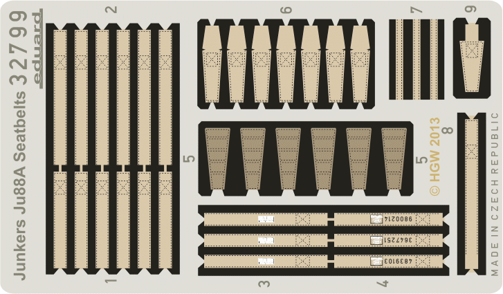 Ceintures de sécurité Eduard 32799 Ju 88A en tissu, échelle 1/32 Revell